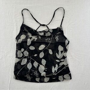 Y2K Vintage Express Mesh Sexy Top Floral Spaghetti Strap Women's Cami Size M